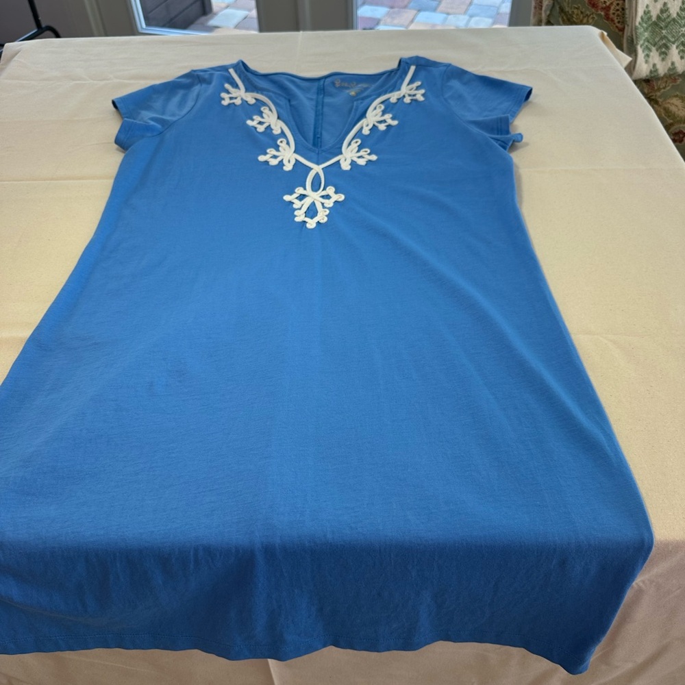 Lilly Pulitzer Blue dress with White Embroidery